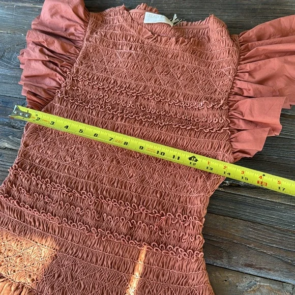 Ulla Johnson Madeline smocked body midi dress NWT size 6 in color clay - Picture 14 of 16